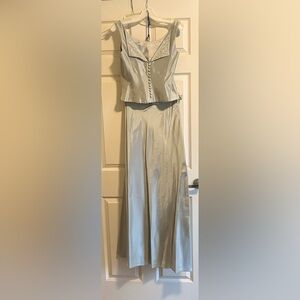 Elegant Sage Women's Skirt with Top